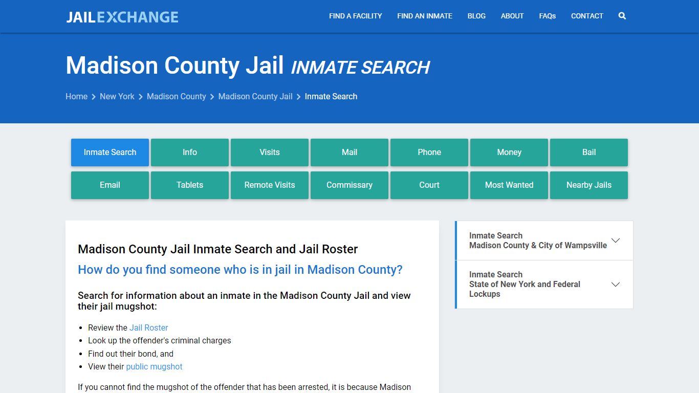 Inmate Search: Roster & Mugshots - Madison County Jail, NY - Jail Exchange